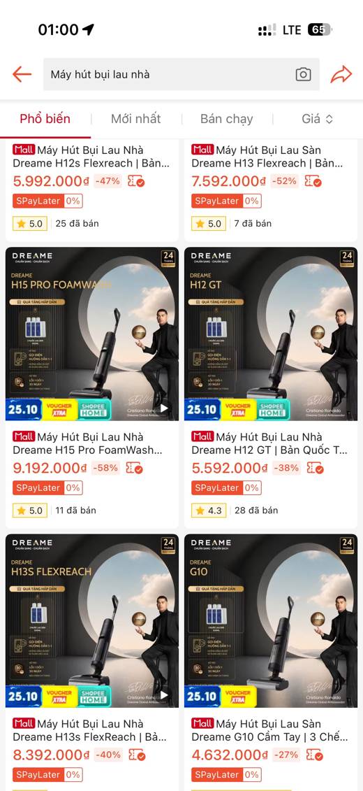 Shopee Dreame: dòng H16 (banner Ronaldo)