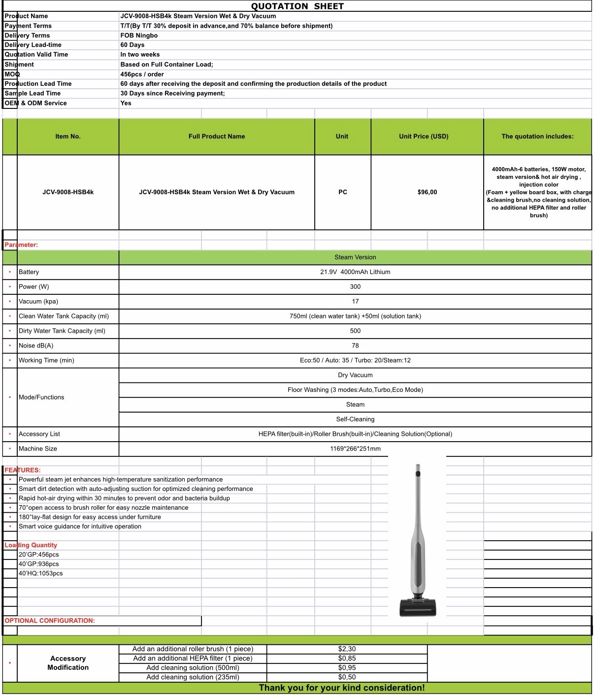 Báo giá gốc (Quotation Sheet) — UNIQ Falcon S11
